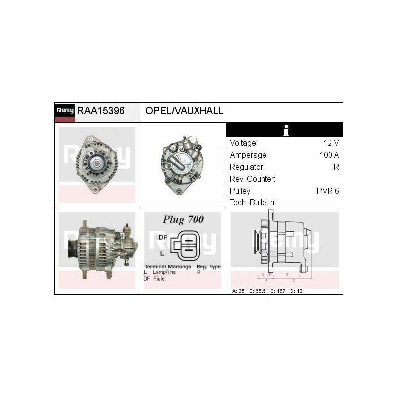ALTERNATEUR - REMY SMART - OPEL. VA