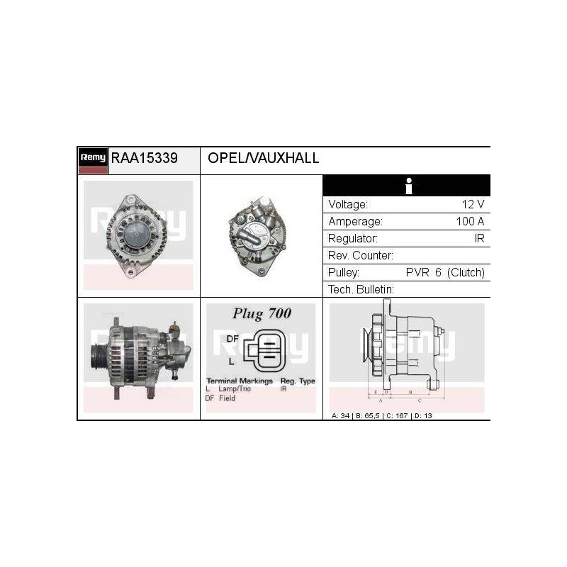 ALTERNATEUR - REMY SMART - OPEL. VA
