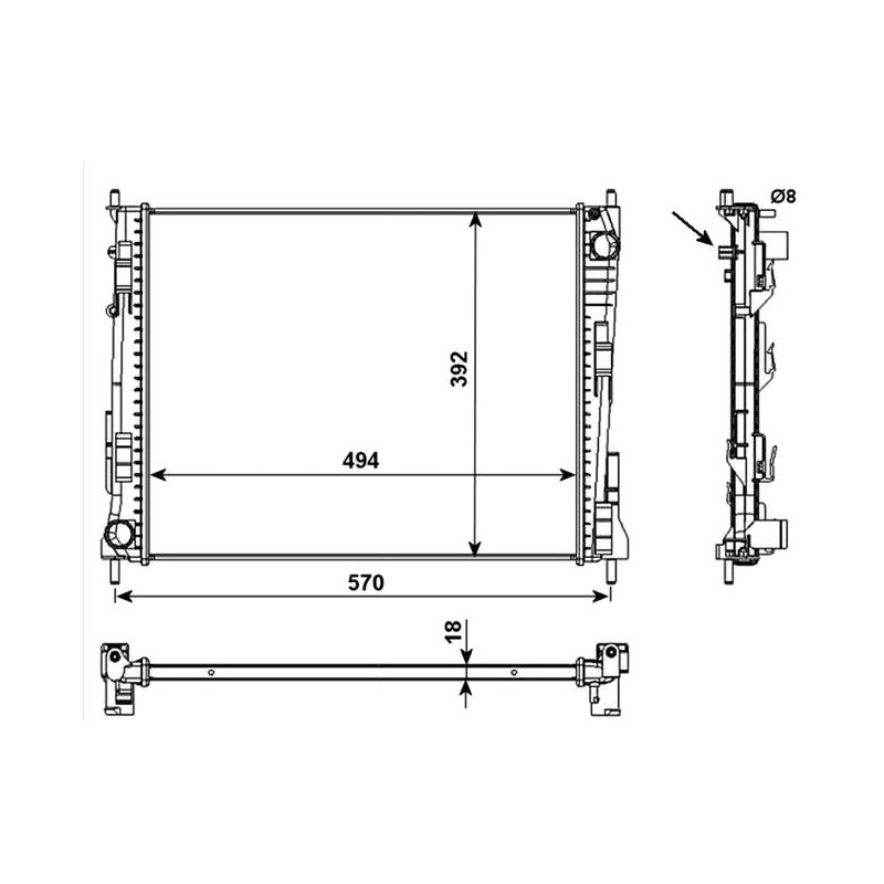 RAD RENAULT TWINGO 1.2 07- RADIATOR